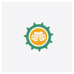 Bottle cap concept 2 colored icon. Isolated orange and green Bottle cap vector symbol design. Can be used for web and mobile UI/UX