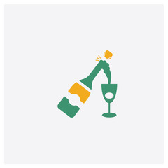 Champagne concept 2 colored icon. Isolated orange and green Champagne vector symbol design. Can be used for web and mobile UI/UX