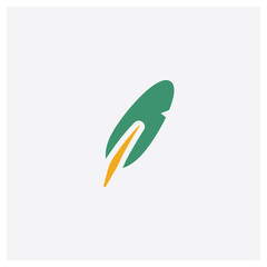 Quill concept 2 colored icon. Isolated orange and green Quill vector symbol design. Can be used for web and mobile UI/UX