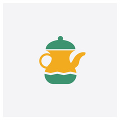 Teapot concept 2 colored icon. Isolated orange and green Teapot vector symbol design. Can be used for web and mobile UI/UX