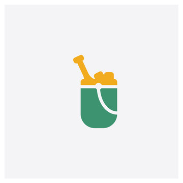 Wine bucket concept 2 colored icon. Isolated orange and green Wine bucket vector symbol design. Can be used for web and mobile UI/UX
