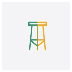 Stool concept 2 colored icon. Isolated orange and green Stool vector symbol design. Can be used for web and mobile UI/UX