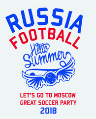 Russia flag and Soccer Print embroidery graphic design vector art