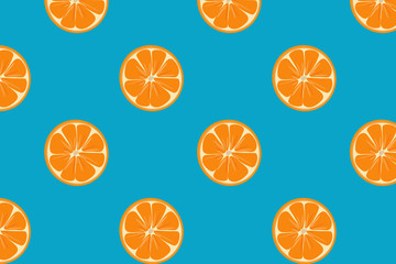 Patrón de rodajas de naranja con fondo azul