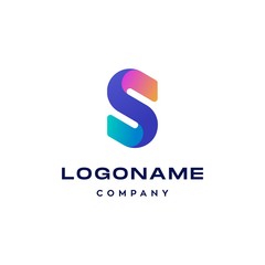 modern S letter logo initial logotype icon vector in elegant simple technology data colorful style 