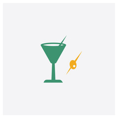Martini with Olive concept 2 colored icon. Isolated orange and green Martini with Olive vector symbol design. Can be used for web and mobile UI/UX