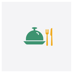 Tray With Cover concept 2 colored icon. Isolated orange and green Tray With Cover vector symbol design. Can be used for web and mobile UI/UX