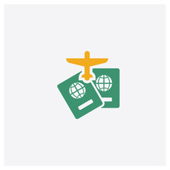 Two Passports concept 2 colored icon. Isolated orange and green Two Passports vector symbol design. Can be used for web and mobile UI/UX