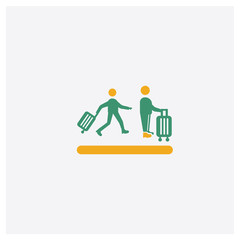 Fototapeta premium Airport Queue concept 2 colored icon. Isolated orange and green Airport Queue vector symbol design. Can be used for web and mobile UI/UX