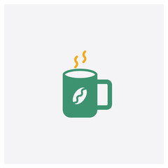 Hot Coffee concept 2 colored icon. Isolated orange and green Hot Coffee vector symbol design. Can be used for web and mobile UI/UX