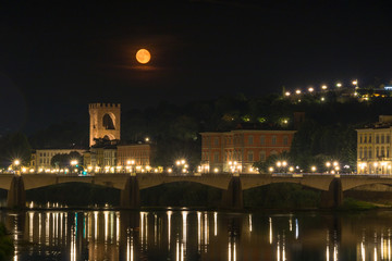 an amazing red moon in Firenze, Italy.