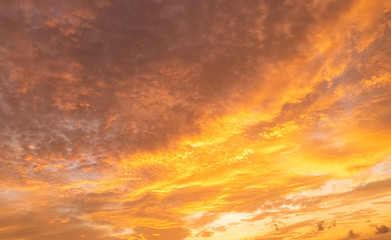 .The orange sky before the sun rises in the morning.