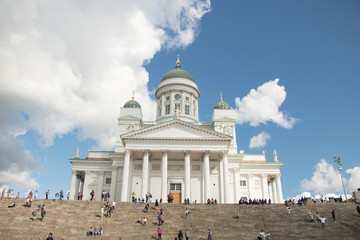 the white church in Helsinki, Finland.