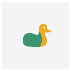 Duck concept 2 colored icon. Isolated orange and green Duck vector symbol design. Can be used for web and mobile UI/UX