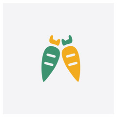 Carrots concept 2 colored icon. Isolated orange and green Carrots vector symbol design. Can be used for web and mobile UI/UX