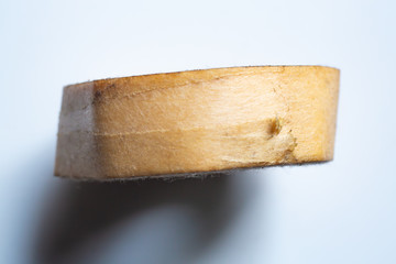 Old roll of Adhesive or masking tape on white background, Close up shot, Transportation, Business, Education, Stationery concept