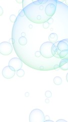 Light blue colored background with purple bubbles. Wallpaper, texture purple balloons. 3D illustration