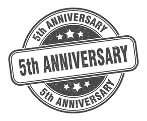 5th anniversary stamp. 5th anniversary round grunge sign. label