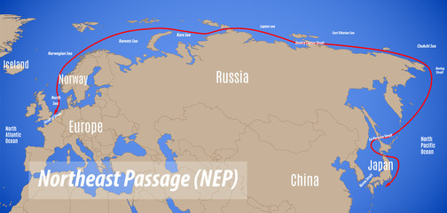 Schematic vector map of the Northeast Passage  (NEP).