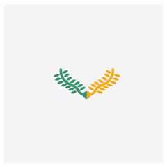 Laurel wreath concept 2 colored icon. Isolated orange and green Laurel wreath vector symbol design. Can be used for web and mobile UI/UX