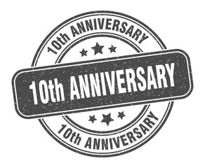 Fototapeta premium 10th anniversary stamp. 10th anniversary label. round grunge sign