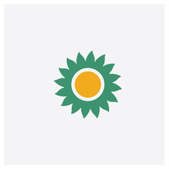 Sunflower concept 2 colored icon. Isolated orange and green Sunflower vector symbol design. Can be used for web and mobile UI/UX