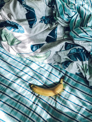 blue abstract background and banana