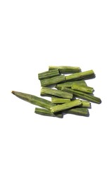 Stack of Drumstick Pods or Moringa Oleifera Isolated on White Background in Vertical Orientation