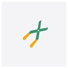 Obraz premium Pruning shears concept 2 colored icon. Isolated orange and green Pruning shears vector symbol design. Can be used for web and mobile UI/UX