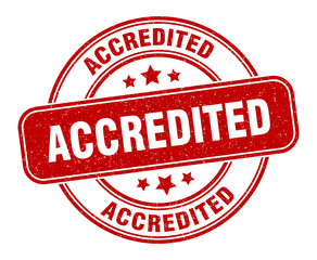accredited stamp. accredited label. round grunge sign