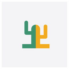 Cactus concept 2 colored icon. Isolated orange and green Cactus vector symbol design. Can be used for web and mobile UI/UX