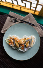 Japanese seafood salad with mussels