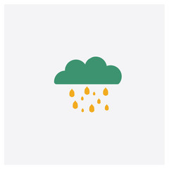 Rain concept 2 colored icon. Isolated orange and green Rain vector symbol design. Can be used for web and mobile UI/UX