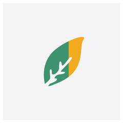 Leaf concept 2 colored icon. Isolated orange and green Leaf vector symbol design. Can be used for web and mobile UI/UX