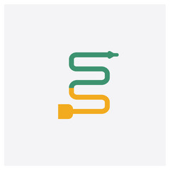 Obraz premium Hose concept 2 colored icon. Isolated orange and green Hose vector symbol design. Can be used for web and mobile UI/UX