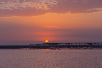 Danakil desert sunset with salt mine, Ethiopia
