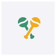 Maraca concept 2 colored icon. Isolated orange and green Maraca vector symbol design. Can be used for web and mobile UI/UX