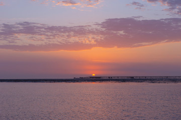 Danakil desert sunset with salt mine, Ethiopia