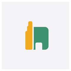 Apartheid museum concept 2 colored icon. Isolated orange and green Apartheid museum vector symbol design. Can be used for web and mobile UI/UX