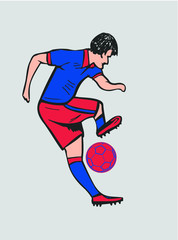 Fototapeta na wymiar Russia soccer player goal Print embroidery graphic design vector art