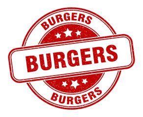 burgers stamp. burgers round grunge sign. label
