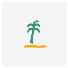 Oasis concept 2 colored icon. Isolated orange and green Oasis vector symbol design. Can be used for web and mobile UI/UX