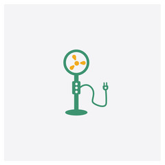 Fan concept 2 colored icon. Isolated orange and green Fan vector symbol design. Can be used for web and mobile UI/UX