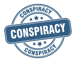 conspiracy stamp. conspiracy label. round grunge sign