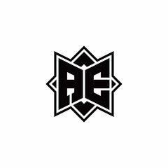 AE monogram logo with square rotate style outline