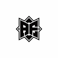 AF monogram logo with square rotate style outline
