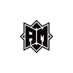 AM monogram logo with square rotate style outline