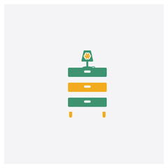 Fototapeta premium Night stand concept 2 colored icon. Isolated orange and green Night stand vector symbol design. Can be used for web and mobile UI/UX