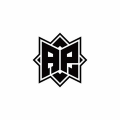 AP monogram logo with square rotate style outline