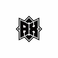 AX monogram logo with square rotate style outline